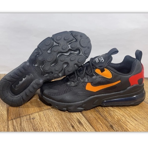 Nike Air Max React 270 Black Orange Red Cv9638-001 Size GS 5.5 / Women's 7 New - Picture 7 of 7